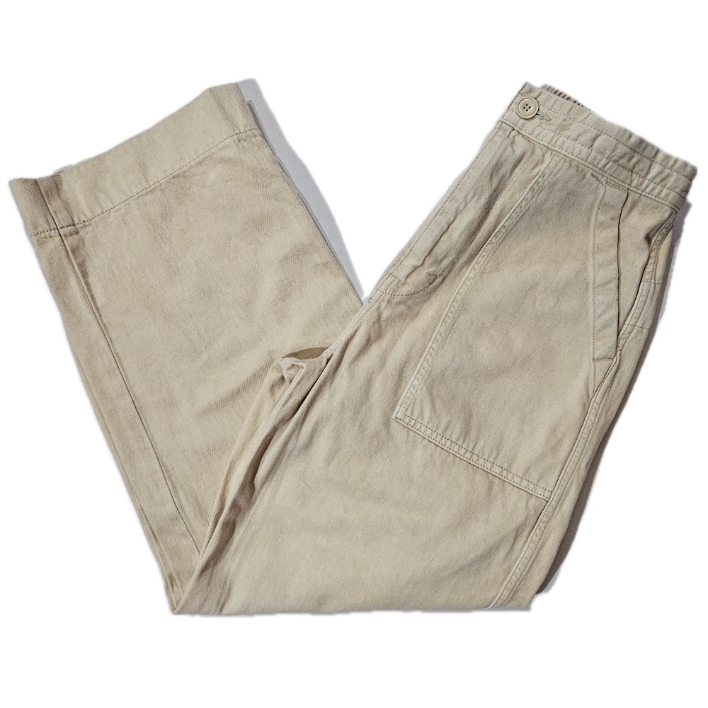 UNIQLO U Pants Womens XS Beige‎ Chino Straight Relaxed Elastic Waist Pockets